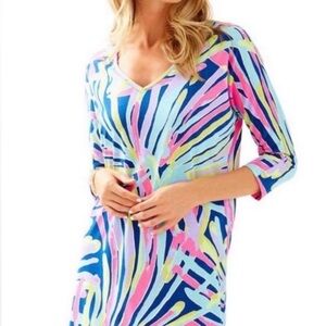 Lilly Pulitzer Cori Dress Indigo Sea Dreamin Print Pima Cotton Size S